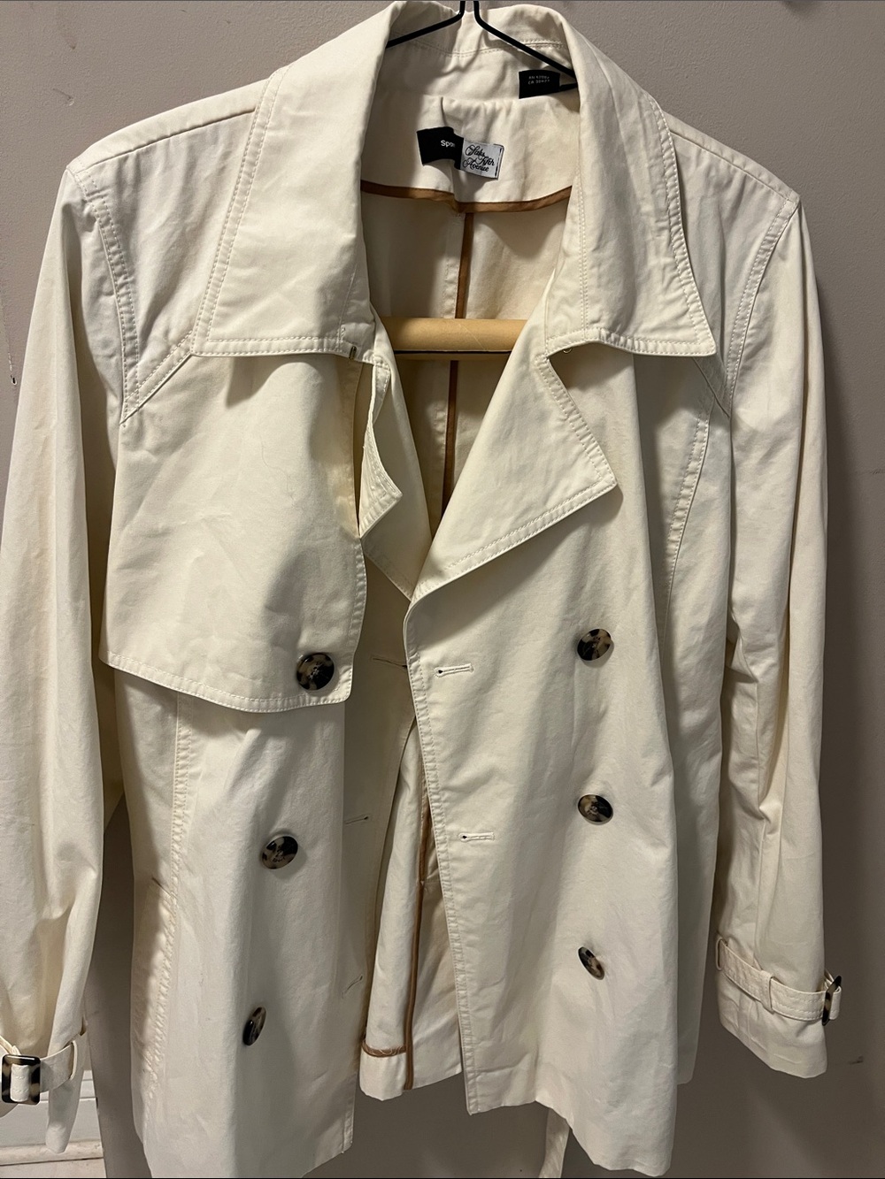 Saks Fifth Avenue Cream Double-Breasted Trench Coat